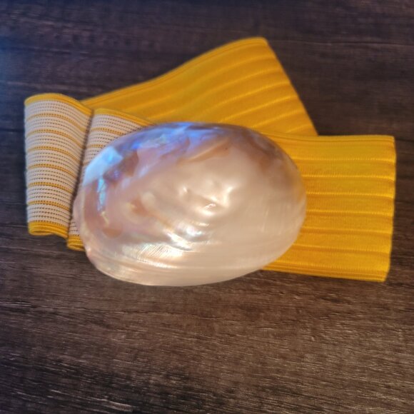 Vintage Charmant Iridescent Shell Buckle and Stretch Belt - Picture 3 of 7